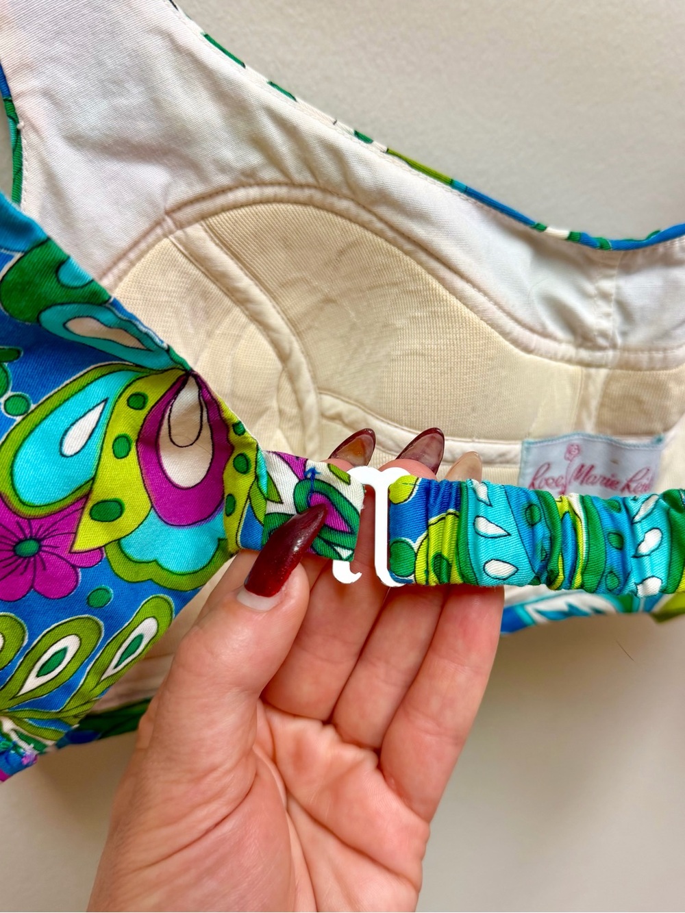 60s Vintage 🌿 Rose Marie Reid Cotton Paisley Flower Power Bikini - Picture 4 of 9